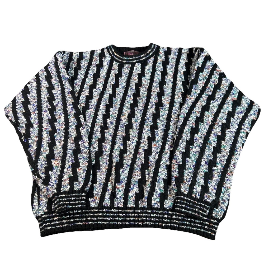 Vintage Concrete Mix Sweater Men's XL Coogi Style Abstract Acrylic Pullover 90s